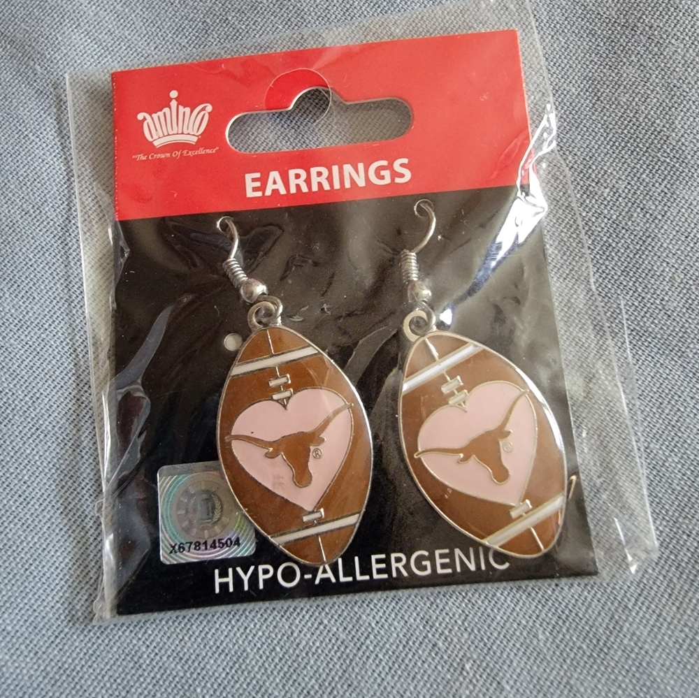 New Ncca Texas longhorn football shaped earrings